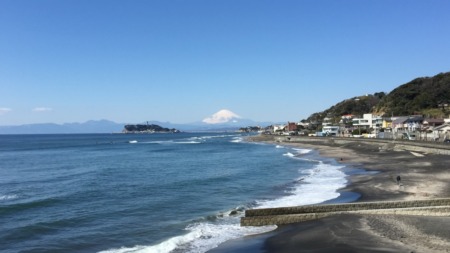 Mt.Fuji and Enoshima island at Inamuragasaki