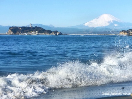 Mt.Fuji and Enoshima island at Inamuragasaki