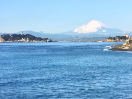 Mt.Fuji and Enoshima island at Inamuragasaki