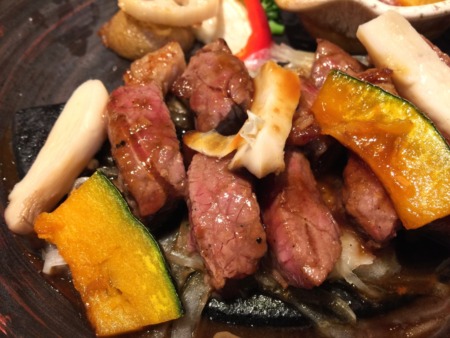 Beef steak & grilled vegetable set meal at Ootoya